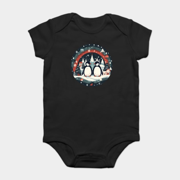 Penguin in Ornmament, Love Penguins Baby Bodysuit by logiamerch